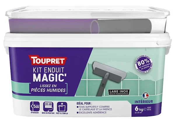 marques de renommée Castorama Kit Enduit Magic’ De Lissage Pour Pièces Humides Toupret 6kg 1