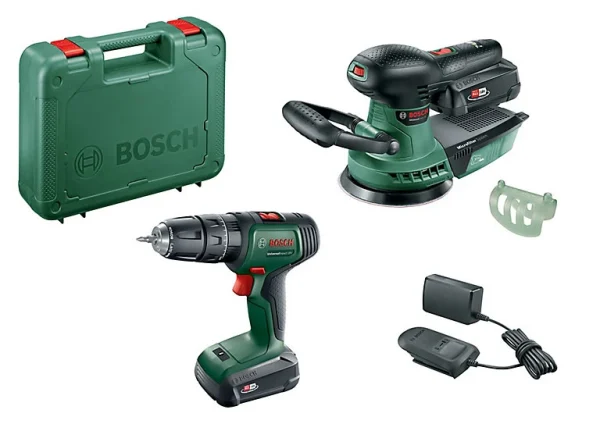 Castorama Perceuse à Percussion Bosch UniversalImpact 18V & Ponceuse Bosch AdvancedOrbit 18V – 2.5Ah Pas Cher soldes France 1