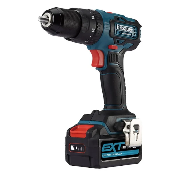 magasins pour Castorama Perceuse à Percussion Sans Fil Brushless Erbauer ECD18-Li-2 18V – 2x4Ah 1