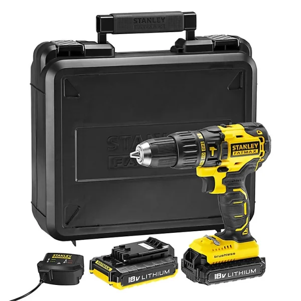 Castorama Perceuse à Percussion Sans Fil Brushless Stanley Fatmax MCD628D2K 18V – 2x2Ah Prix très abordable 1