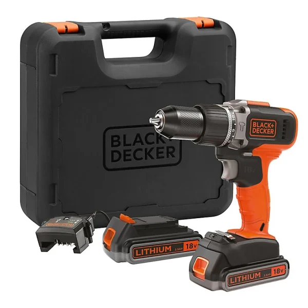 Castorama Perceuse Visseuse à Percussion Sans Fil Black+Decker Power Connect BCD003ME2K 18V – 2×2.5Ah à prix imbattables 1