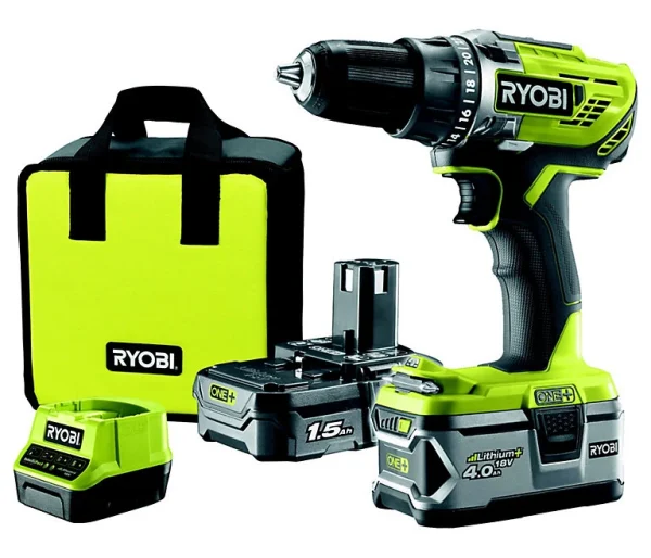mode Castorama Perceuse Visseuse Sans Fil Ryobi One+ R18DD3-2415BS 18V – 1×1,5 + 1×4 Ah 1